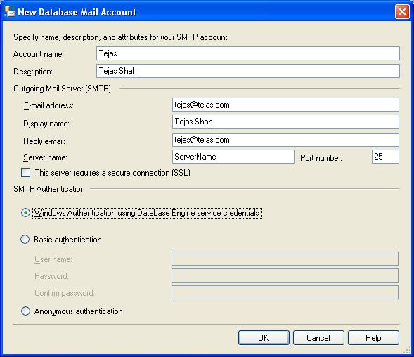 Configure Database Mail Step 6
